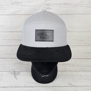 Cascade Armory Gray 7 Pannel Snapback Hat Leather Patch